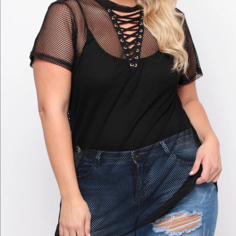 Mesh Lace Up Tunic